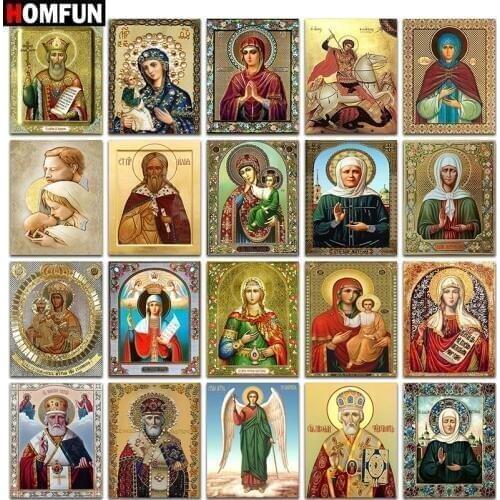 HOMFUN Full Square/Round Drill 5D DIY Diamond Painting "Religious Icon" 3D Embroidery Cross Stitch 5D Home Decor Gift BK