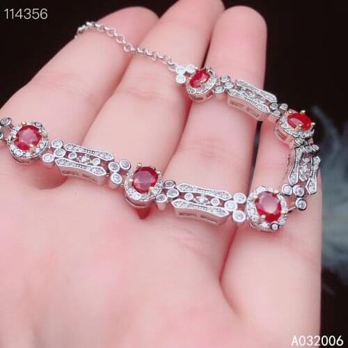 KJJEAXCMY fine jewelry 925 sterling silver inlaid natural ruby bracelet delicate female luxury gemstone bracelet support test