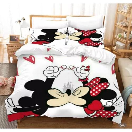 Disney 3D Printed Minimie Mouse Summer Bedding Set White Duvet Cover Pillowcase Children Bedroom Decoration Home Textile