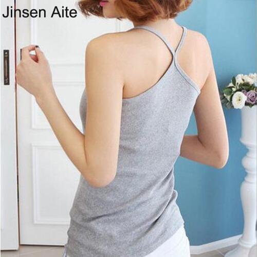 Jinsen Aite Plus Size 5XL Summer Sexy Women Tank Top Ladies Camisole Sleeveless Strap Vest Tops Solid Slim Feminino Crop JS251