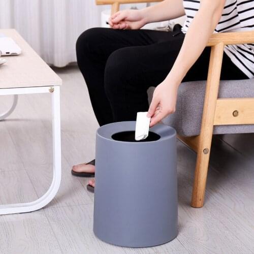 Nordic Style Matte Waste Bins Office Living Room Bathroom Quality Double-layer Trash Can Home Decoration Organizer Without Lid