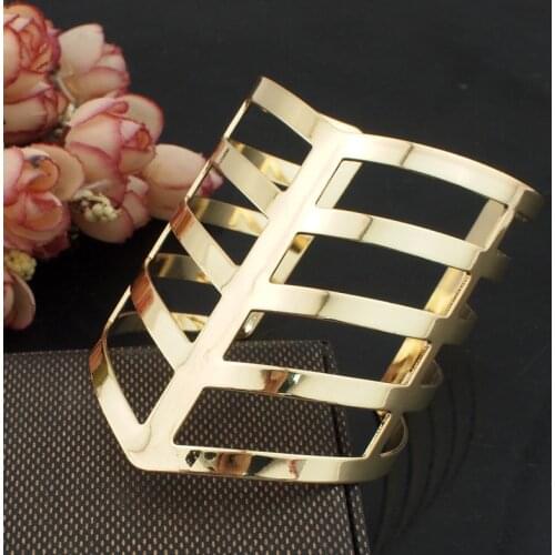 UKMOC Fashion Accessories Bracelets For Women Party Dress Gold Color & Silver Color Hypotenuse Opened Cuff Bangles B358