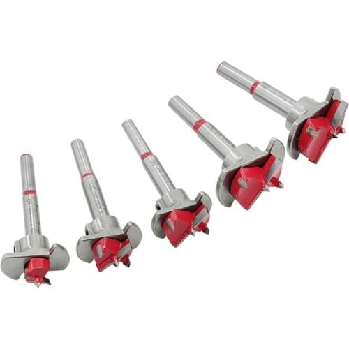 5Pcs/Set Positioning Woodworking Hole Opener Set Carbide Fat Wing Drill Adjustable Hinge Woodworking Hole Saw For Power Tools