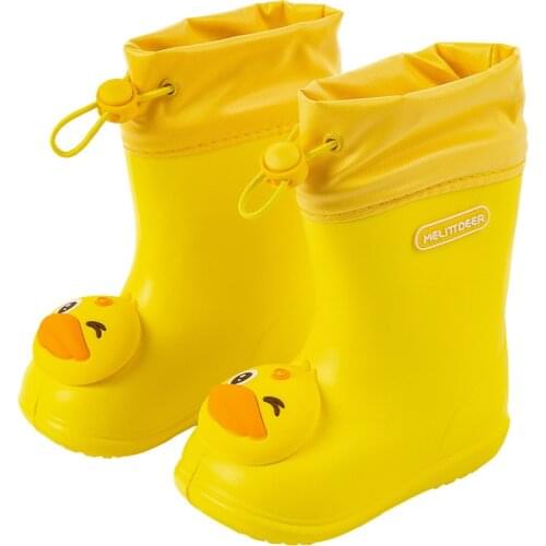 Rain Boots Kids Boy Water Shoes for Baby Girl Children Rain Boots Soft Leather Cartoon Animal Waterproof Shoes Non-slip
