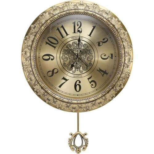 Nordic Large Wall Clock Vintage Pure Copper Wall Clocks Home Decor Silent Gold Wall Watches Metal Luxury Living Room Decoration