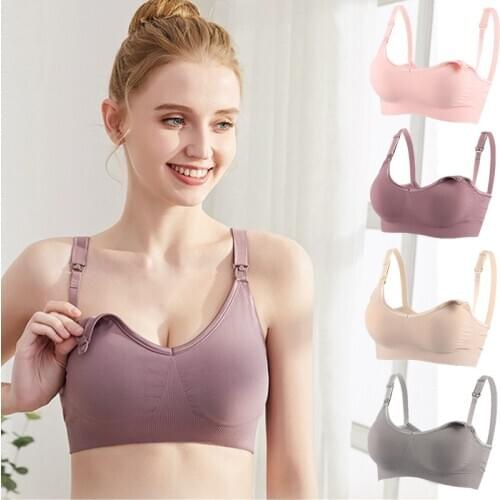 New Seamless Breastfeeding Nursing Bra Front Buckle No Steel Ring Large Size Seamless Nursing Bra Pregnant Womens Underwear