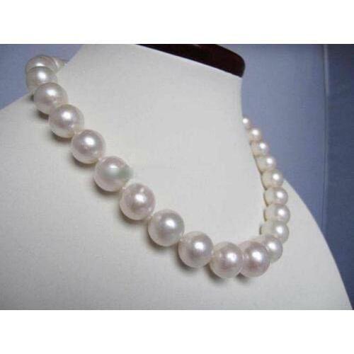 Huge 11-12mm Akoya Natural White Pearl Strand Necklace 18''AAA Free shipping