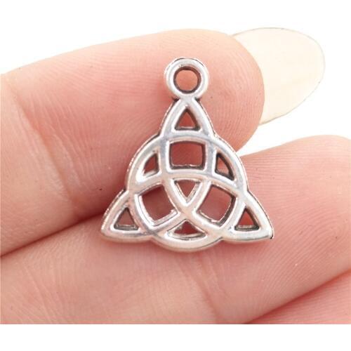 BULK 30 Zinc Alloy Religious Theme Triangle Knot Charms Antique Silver Plated Hot Selling Pendant DIY Jewelry Making 16*5mm 0.9g