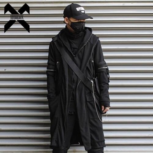 11 BYBBS DARK Wizard Cape Cloak Fake two Jacket Windbreaker Men Gothic Punk Streetwear Long Jacket Coats Function Hoody WB200
