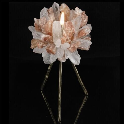 Natural Stone Candle Holders Carnelian White Crystal Quartz Gemstones Candlesticks Home Decors Dinner Candle Holder Decoration