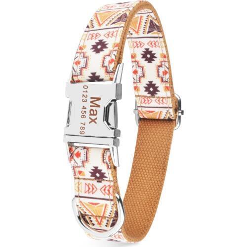 Durable Nylon Personalized Dog Collar Custom Engravd Female Male Puppy Pet Name
