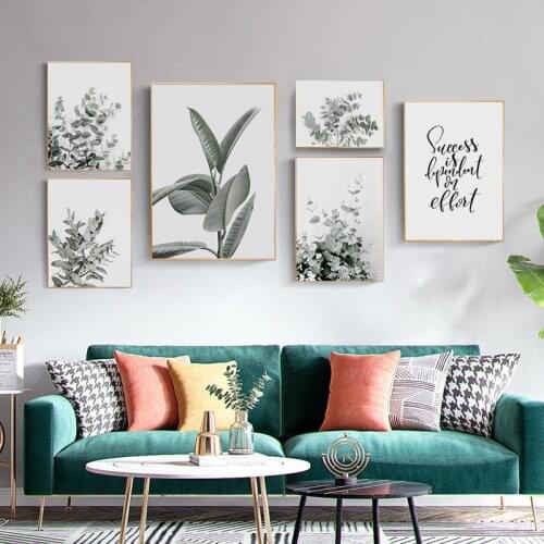 Simple northern Europe small pure and fresh green leaf porch sitting room mural poster prints photo wall decoration picture