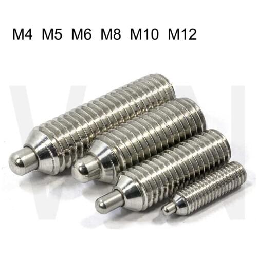Spring plungers with round-ended pin and hex.socket,screw with spring pin,M4 M5 M6 M8 M10 M12 ,304 Stainless Steel