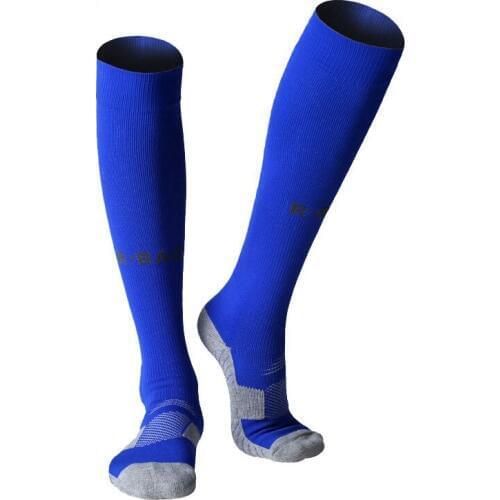 R-BAO Cotton Men 8 Colors One Pair Long Soccer Socks Non-slip Sport Football Ankle Leg Shin Guard Compression Protector Socks