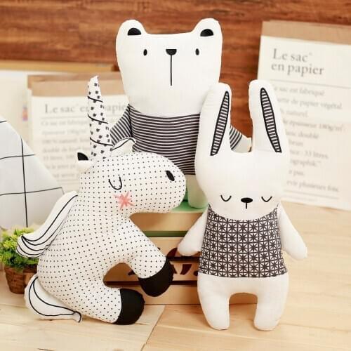 Nordic Style Rabbit Unicorn Cute Plush Bear Pillow Cushion Toys, Cotton Animal Plush Toys, Childrens Toys, Baby Room Decoration