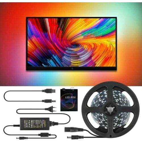RGB LED Strip Light USB Plug 30/60 LEDs/m 5050 SMD LED Flexible Tape HDTV TV Desktop PC Bottom Screen Lighting 2M 3M 4M 5M