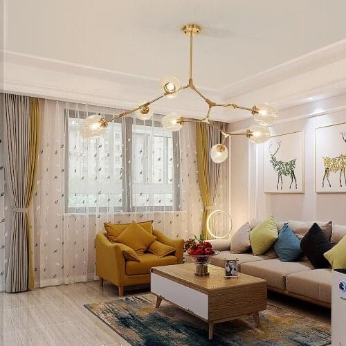 Nordic Living Room Led Chandelier Creative Glass Molecular Lamp Lighting Personality Hotel Bar Restaurant Interior Decoration