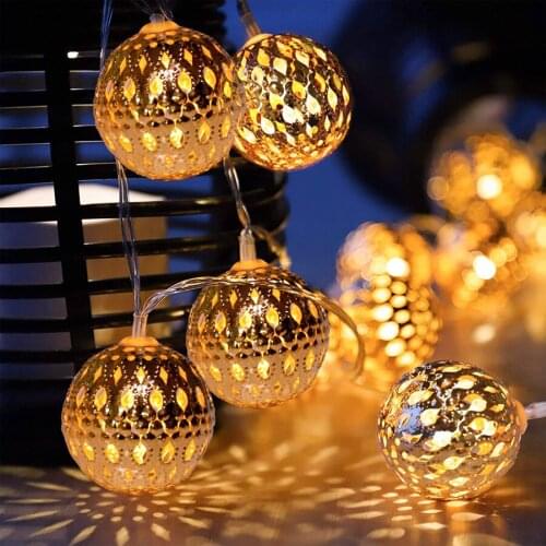 Outdoor Moroccan String Light 10/20LED Globe Garden Hanging Lamp Decorative For Party Wedding Christmas Decor Holiday Lighting
