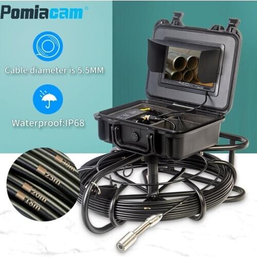 7inch DVR with 20M 30M Balck cable 1200TVL HD 23mm Camera Drain Sewer Pipeline Industrial Endoscope Pipe Inspection Video Camera