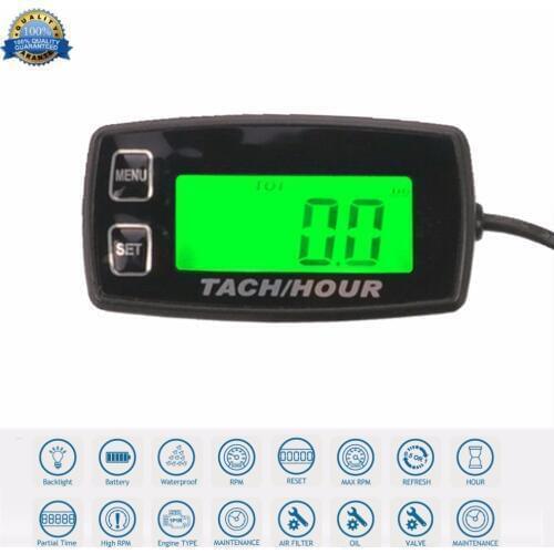 Waterproof Digital Hour Meter Tachometer RPM METER Backlight For dirt quad bike chainsaw Boat Generator outboard MARINE 035R