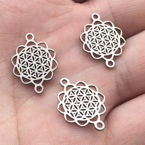 Filligree flower 2side Pattern Snowflakes 5pcs Water proof Steel Jewelry finding Handmake Jewelry connector Make Findings