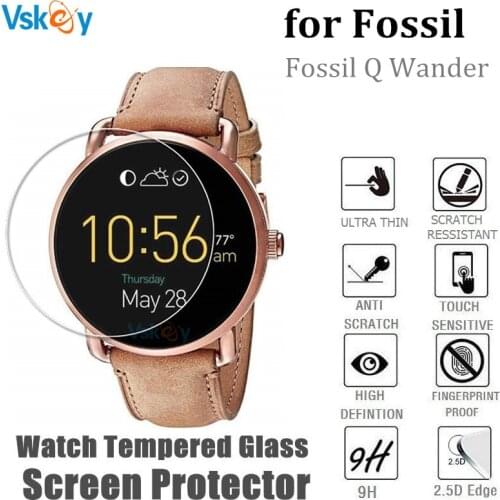 VSKEY 100pcs Tempered Glass for Fossil Q Wander Screen Protector Wrist Watch Anti-Scratch Diameter 35mm Protective Film