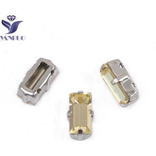 YANRUO 4501 5x10mm Jonquil Baguette Strass Crystal Sewn Stones Point Back Craft Rhinestones For Clothing Accessories