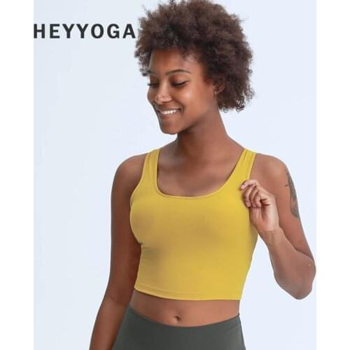 Heyyoga Women Super Comfy Naked Feel Leisure Gym Athletic Fitness Crop Tops EVERYDAY Push Up Workout Yoga Sports Bras Top Vest