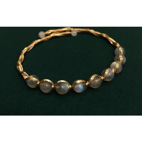 2021 New Handmade Natural Moonstone Crystal Bracelet for Women 14KGF Bracelets Bracelete Feminino Fine Jewelry Gift