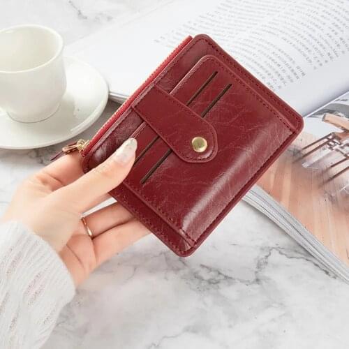 2021 Women Wallet PU Leather Womens 8 Cards Slim Minimalist Card Holder Coin Changes Purse Female Zipper Pocket Wallet