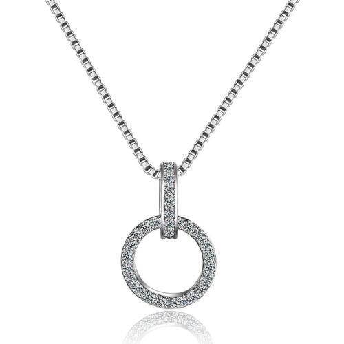 Utimtree Shiny Cz Zircon Round Charm Pendant Necklaces for Women 925 Silver Statement Necklace Fashion Choker Necklaces Jewelry