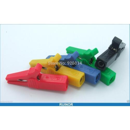 10PCS 5 Color HV 55MM Alligator Clip for 4mm Banana plug Multimeter Probes cable
