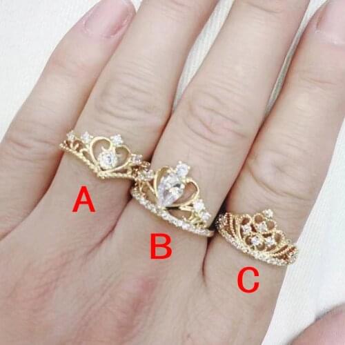 10Pcs Crown shape rings Elegant jewelry ring crystal rings accessories jewels for women zircon jewelry party ring 8335