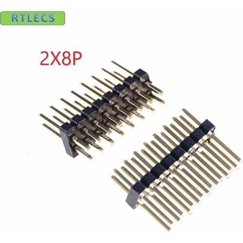 100pcs 2x8 P 16 pin 1.27mm Pitch Pin Header male dual row Male straight gold flash Rohs Reach double rows pitch 1.27