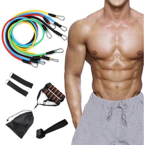 11Pcs/Set Latex Tube Resistance Bands Exercise Door Fitness Pull Rope Elastic Gym Home Back Muscle ElasticTaining Equipment