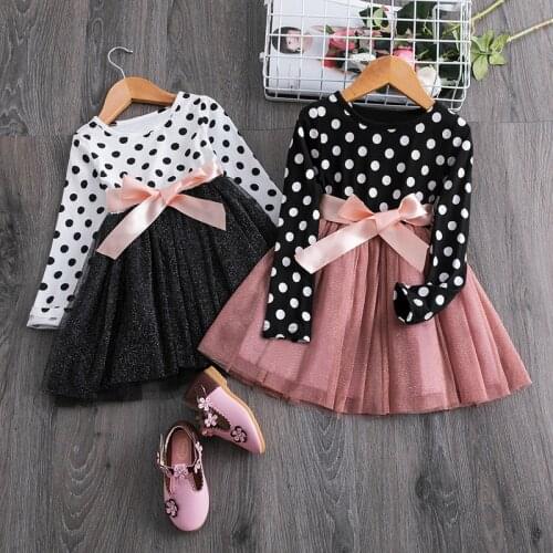 2020 Elegant Kids Flower Girls Winter Dresses Children Kids Floral Long Sleeve Clothing Girls Princess Tulle Dress