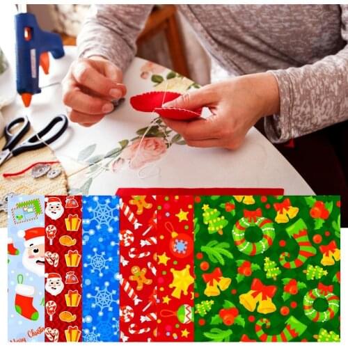6pcs Christmas Cotton Cloth Christmas Pattern Printing 100% Pure Cotton Patchwork Sewing Fabrics Needlework DIY Christmas Series