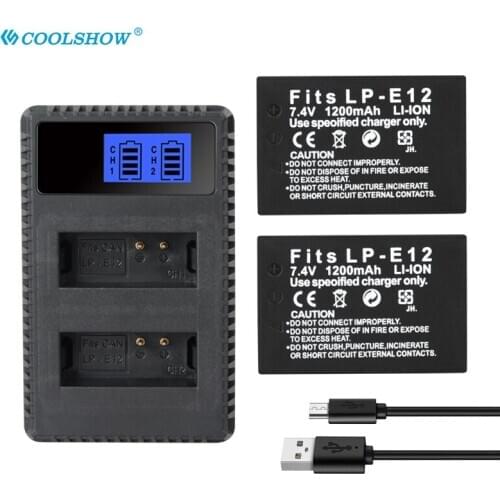 LP-E12 LPE12 E12 Camera Battery for Canon EOS M M10 M50 M100 100D Kiss X7 EOS Rebel SL1 Batteries Charger e12 1200mah