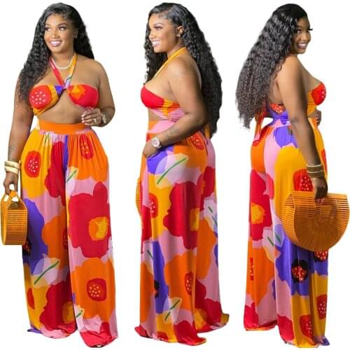 Bandage Set 2 Piece Strap Sleeveless Bustiers And Long Wide Leg Pants Suit Trousers Sexy Celebrity Party Beach Vestidos Dobanmbd