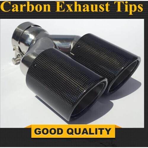 Free Shipping: 1 Piece Y Model Carbon Exhausts Dual End Tips for B MW B ENZ A UDI V W Exhaust Dual Muffler Pipes Tail Tips
