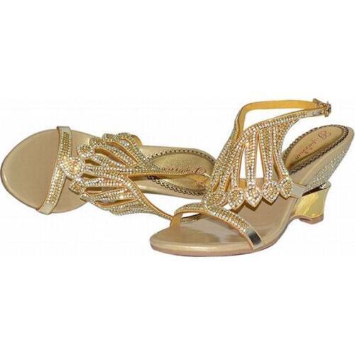 Plus size 34-44 women 2018 thick high heels sandals fashion rhinestone tassel wedges summer open toe shoes party wedding pumps