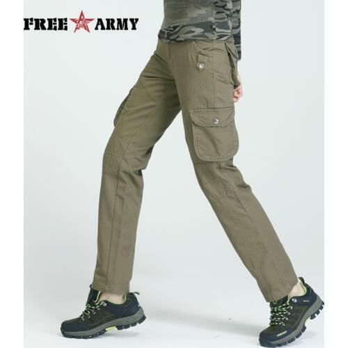 Tactical Pants Women Green Joggers Casual Plus Size Cotton Trousers Multi Pocket Safari Style Straight Khaki Female Cargo Pants