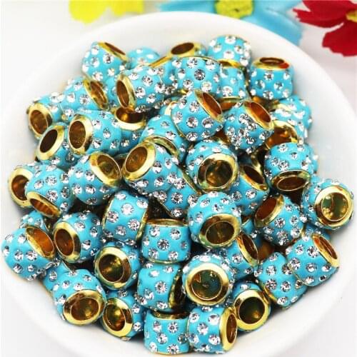 20pcs Big Hole Murano Rhinestone Spacer Beads Fit Pandora Charm Bracelet Bangle Necklaces Earrings For DIY Jewelry Making Women