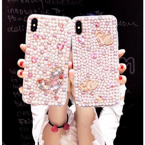 Fashion Love Heart color Diamond Pearl Soft Phone Case For Samsung A70 A50 A9 A8 2018 A6 Plus A7 A5 2016 2018 Silicone Cover