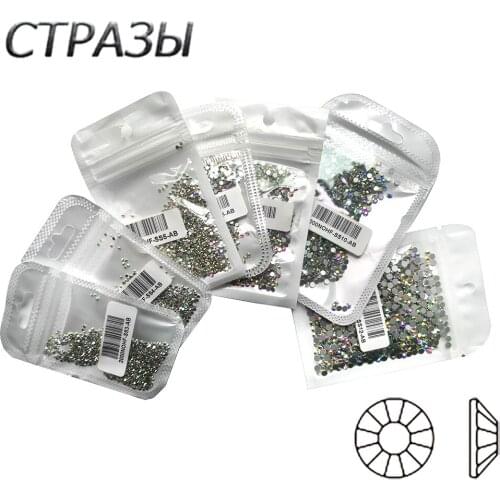 CTPA3bI Crystal AB Nail Art Non Hotfix Strass Glass Crystal Stones Flat Back DIY Stick On Rhinestones For Dancing Dress Garment