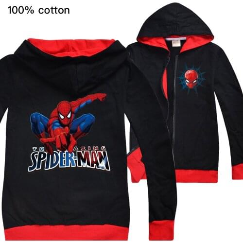 Disney Spring Autumn Cartoon Spiderman Print Coat Children Sweatshirts Boys Hoodie Kids Jacket Coat Baby Outwear Clothing