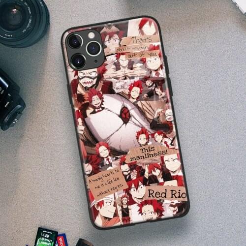 Eijiro Kirishima My Hero Academia Anime Soft TPU Glass Phone Case for IPhone SE 6s 7 8 Plus X Xr Xs 11 12 Mini Pro Max Samsung