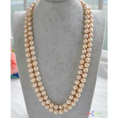 Elegant 9-10mm Round South Sea Pink Pearl Necklace 33