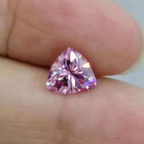 Hot Sale 6.5~8mm 5A Trillion Shape Cut Sic Material Pink Color Moissanites Diamond Loose Stone Synthetic Gems For Jewelry