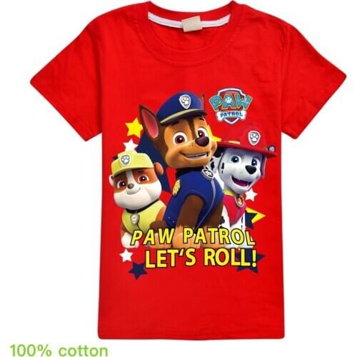 Girls T-Shirts PAW PATROL Kids Pure Cotton Summer Clothes T Shirts Funny Top T Shirts Kids White Comfort Toddler Tees t shirt
